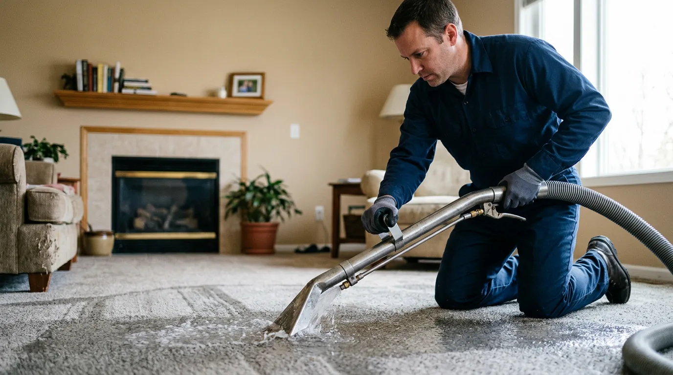 Water damage restoration technician working near Mansfield, MO
